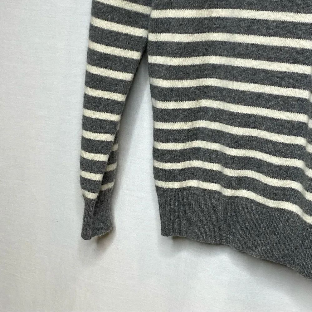 J. Crew Factory gray and white striped lambs wool sweater size L - Picture 3 of 14